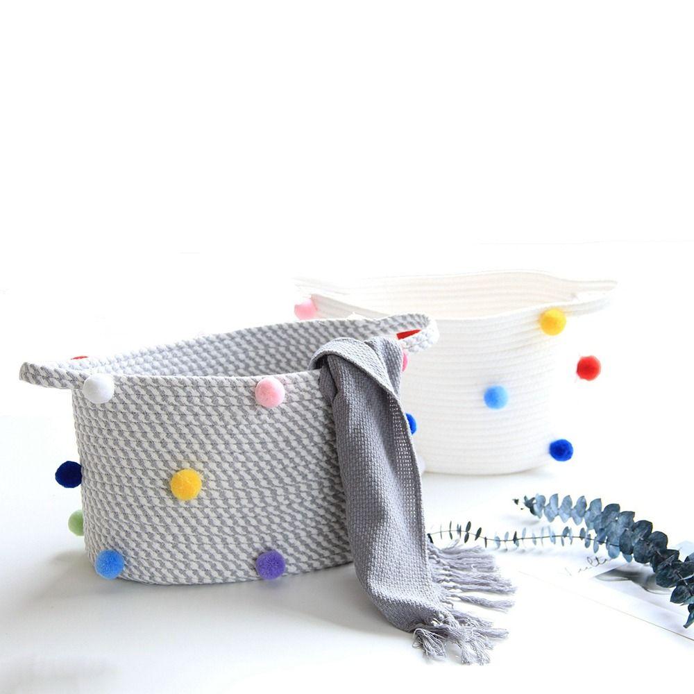 

Корзина для хранения из хлопковой веревки, ручная работа, ящик для хранения всякой всячины, детские игрушки