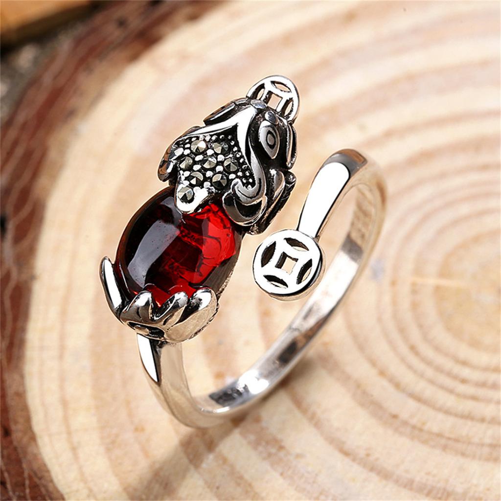 Anillos Chinos Pixiu de Feng Shui Para Mujeres Hombres Cobre Chapado en Plata Monedas Pi Xiu Anillo de Dedo Abierto Amuleto Riqueza Joyería de la Suerte