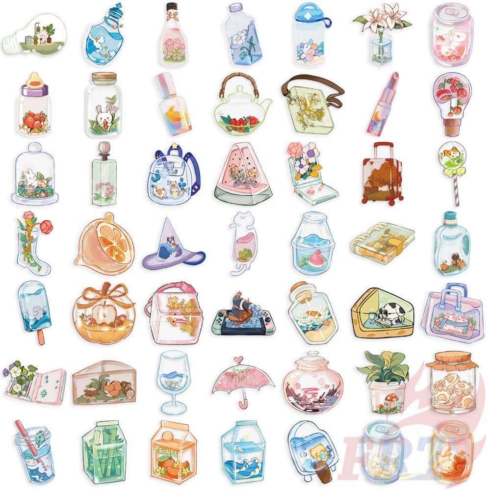 50Pcs/Set Crystal Bottle Art PET Stickers Waterproof DIY Fashion Doodle Decals Stickers