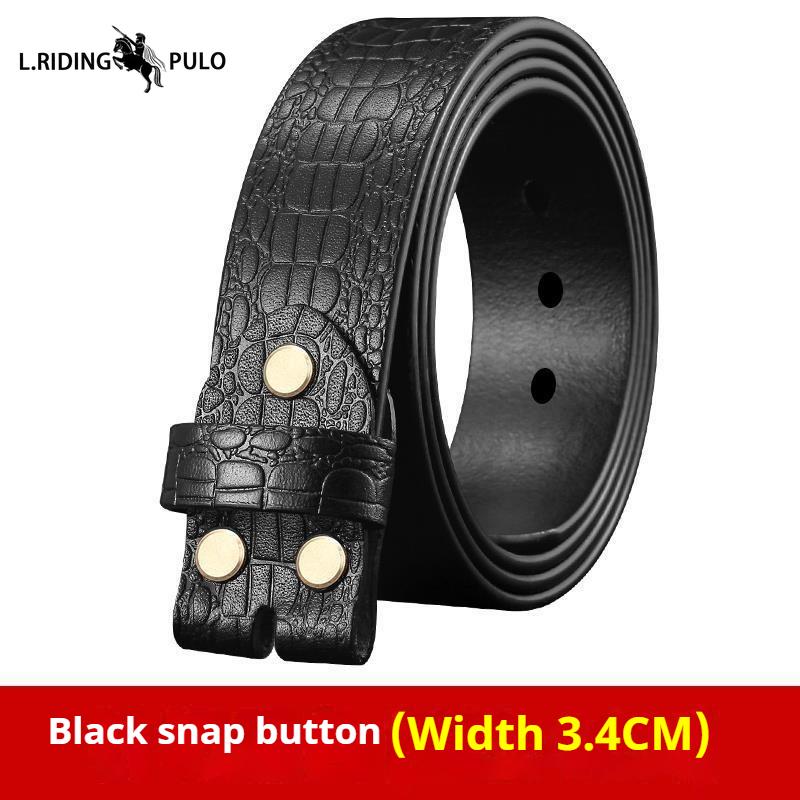 Men's Leather Belt Without Head, Smooth Buckle, Perforated Headless Belt, Leather Without Buckle, Men's Genuine Cowhide Buckleless Belt