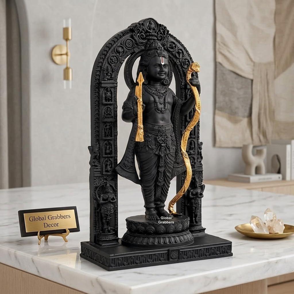 Polyresin 3D Ram Lalla Ayodhya Idol Statue Showpiece Murti for Home Decor Decoration Gift Gifting Items