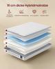 VASAGLE Mattress, 140 X 200 Cm, Double Mattress Made of Gel Memory Foam, Medium Firm, H3, 7-Zone Support, Breathable, Removable
