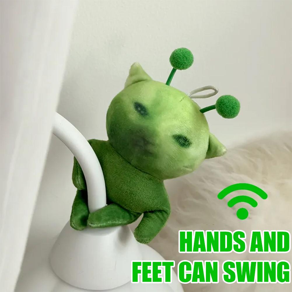 Green Alien Cat Plush Toy, Poseable & Deformable Stuffed Animal, Creative Ugly Cute Plushie Keychain For Gifts