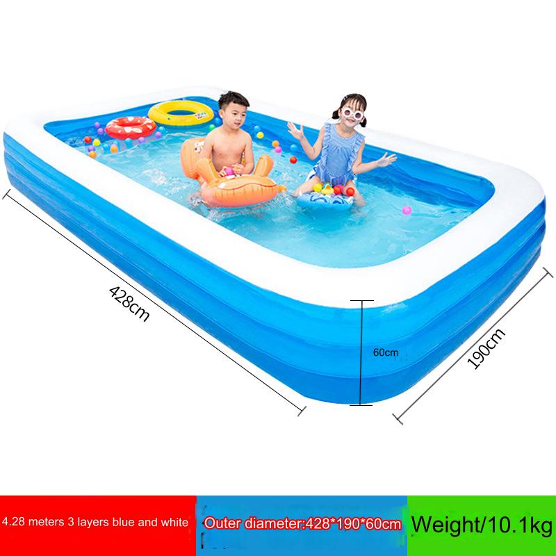 

Надувной бассейн, большой утолщенный семейный бассейн для взрослых, открытый, сад, задний двор, водная вечеринка Bule-white