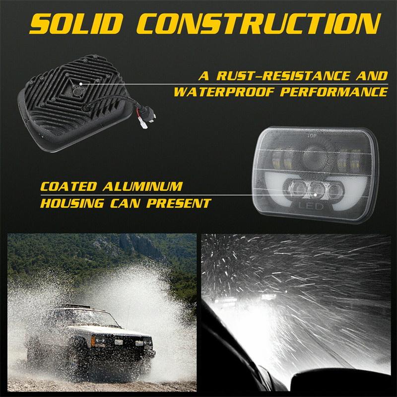 7X6 5X7 Inch Square Led Low/Long Beam Spotlight, Headlight, Drl, Turn Signal, Waterproof For Jeep Cherokee Xj, Car Accessories