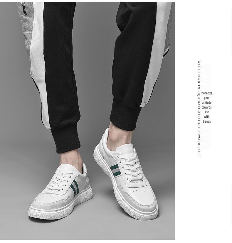 European Men's Korean Style Leather Skate Shoes: Versatile Trendy Casual White Sneakers