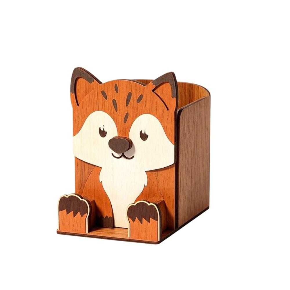 Wooden Material Spectacle Stand Hand Carved Pen Holder Rack Wooden Phone Display Stand Home Use