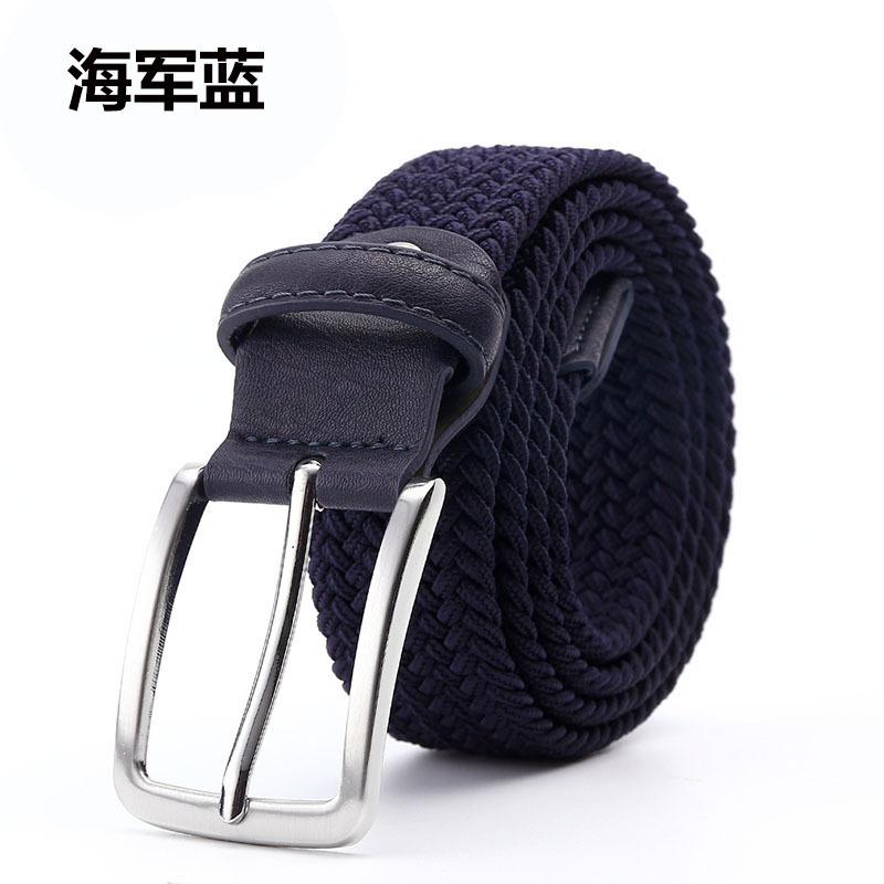 Men'S Belt Braided Elastic Belt Non-Porous Belt Men'S And Women'S Pin Buckle Elastic Belt