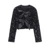 Autumn new women's clothing, stylish design, versatile casual sequins, long-sleeved short jacket