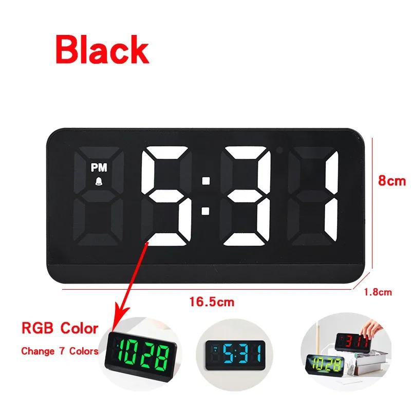 Electronic Wall Clock Temperature Date Table Clock Wall-mounted Dual Alarms Digital LED Clocks for Home Bedroom Voice Control