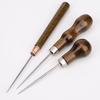 Wooden Handle Leather Awl Tool Sharp Punch Needle for Stitching Shoe Repair Belt Making Professional Leatherworking Hole Puncher