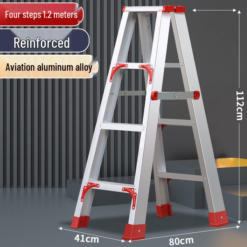 Double-Sided Aluminum Alloy Folding Step Ladder - Ladder Free Shipping, Widened & Thickened for Household or Attic Use