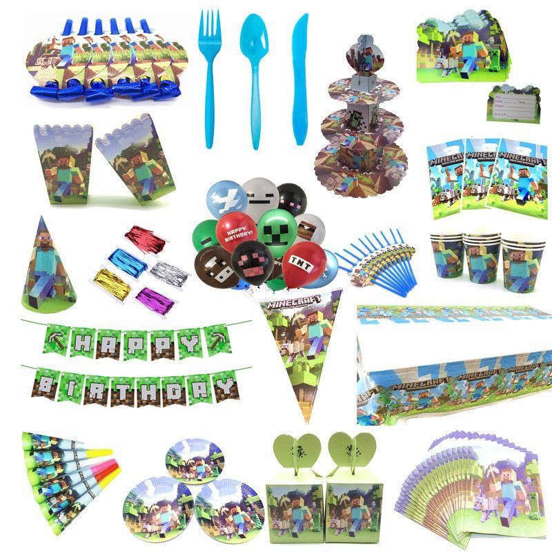 Shower Minecraft Baby Birthday Party Supplies Decoration Tableware Disposable