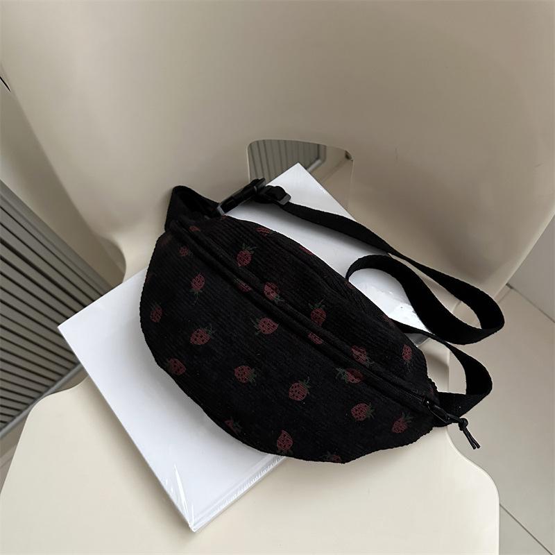 Strip breast bag women 2025 fashion strawberry print small satchel small fresh casual versatile shoulder bag