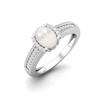 7 X 5 MM Oval Pearl Gemstone 925 Sterling Silver Halo Accent Wedding Women Ring