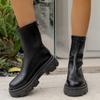 Ankle Women Chunky Platform Chelsea Boots Mid Heels Fashion Goth Walking Winter New Casual Woman Short Botas Mujer