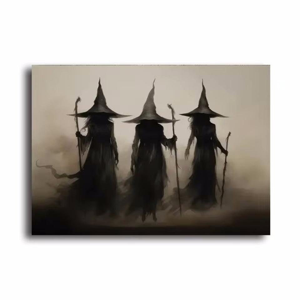 Abstract Retro Witch Halloween 5DDIY Diamond Painting Female Witchcraft Cartoon Character Wall Painting Home Bedroom  Decoration