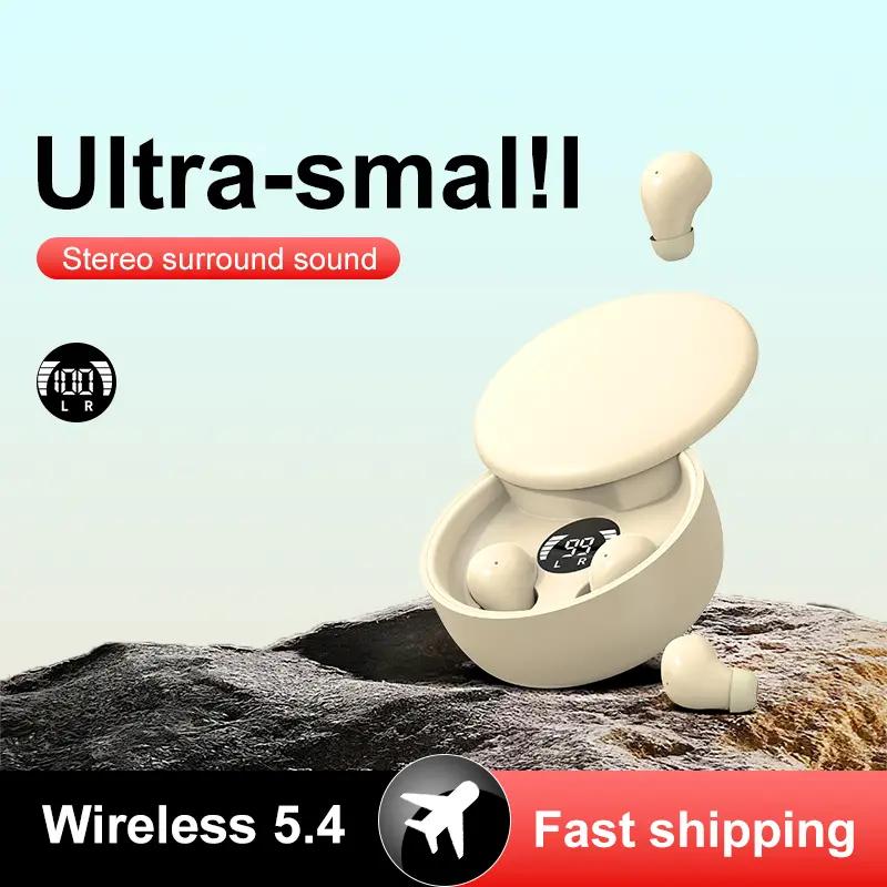 Mini Unsichtbare Bluetooth 5.4 True Wireless Ohrhörer, In-Ear Sport Kopfhörer mit Noise Cancelling, für Gaming & Audio