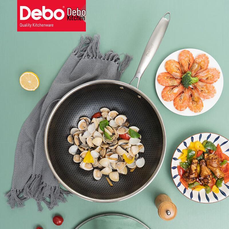 Debo Stainless Steel Honeycomb Non-Stick Wok