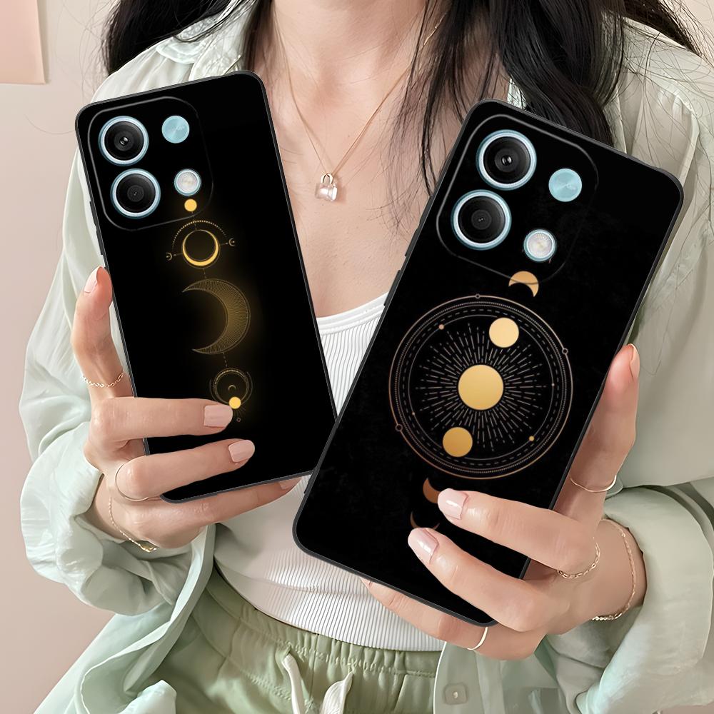 Sun Moon Mobile Cell Phone Case for Xiaomi Redmi Note 14 13 12 11 S Pro Plus 4G 5G Colorful Printing Cover Luxury Cover Pretty