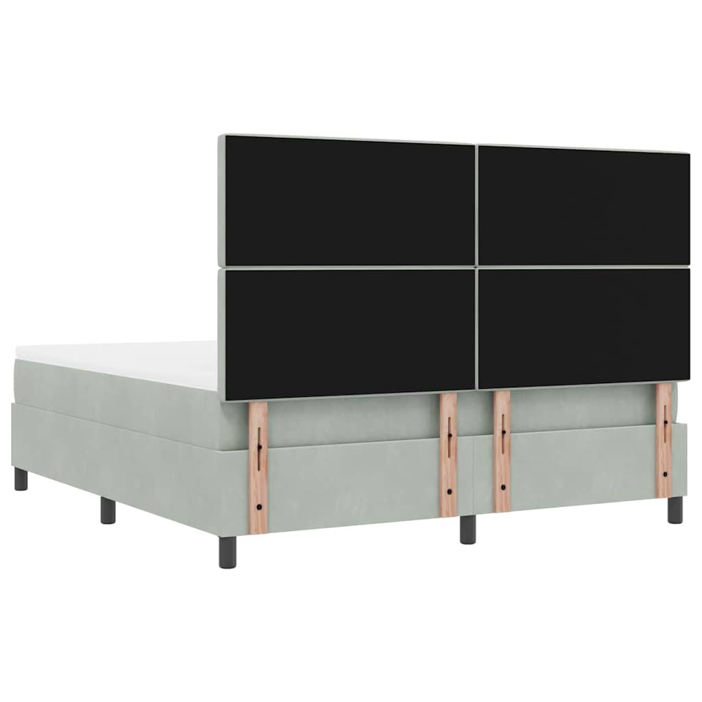 Box Spring Bed with Headboard Light Grey 200 X 180 Cm Velvet