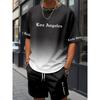 New Summer Plus Size Men's Two-piece Letter Print Pattern Fashion Short-sleeved Suit Street Men Loose Comfortable Shorts