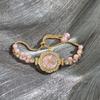 Double-Row Pearl Pull-Open Bracelet Diamond-Encrusted Case Arabic Numeral Scale Ladies Quartz Watch