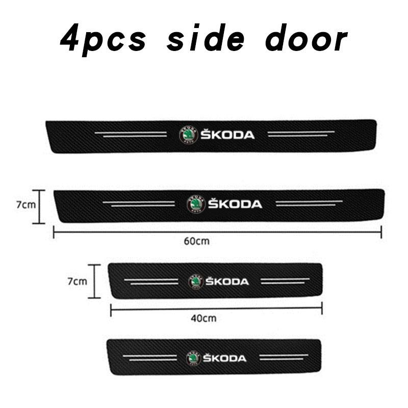 BATA7 Car Door Sill Protective Sticker Carbon Fiber Leather Threshold Strips for Skoda Fabia Superb Octavia Rapid Mk3 A4 A6 A7 2 3 A5