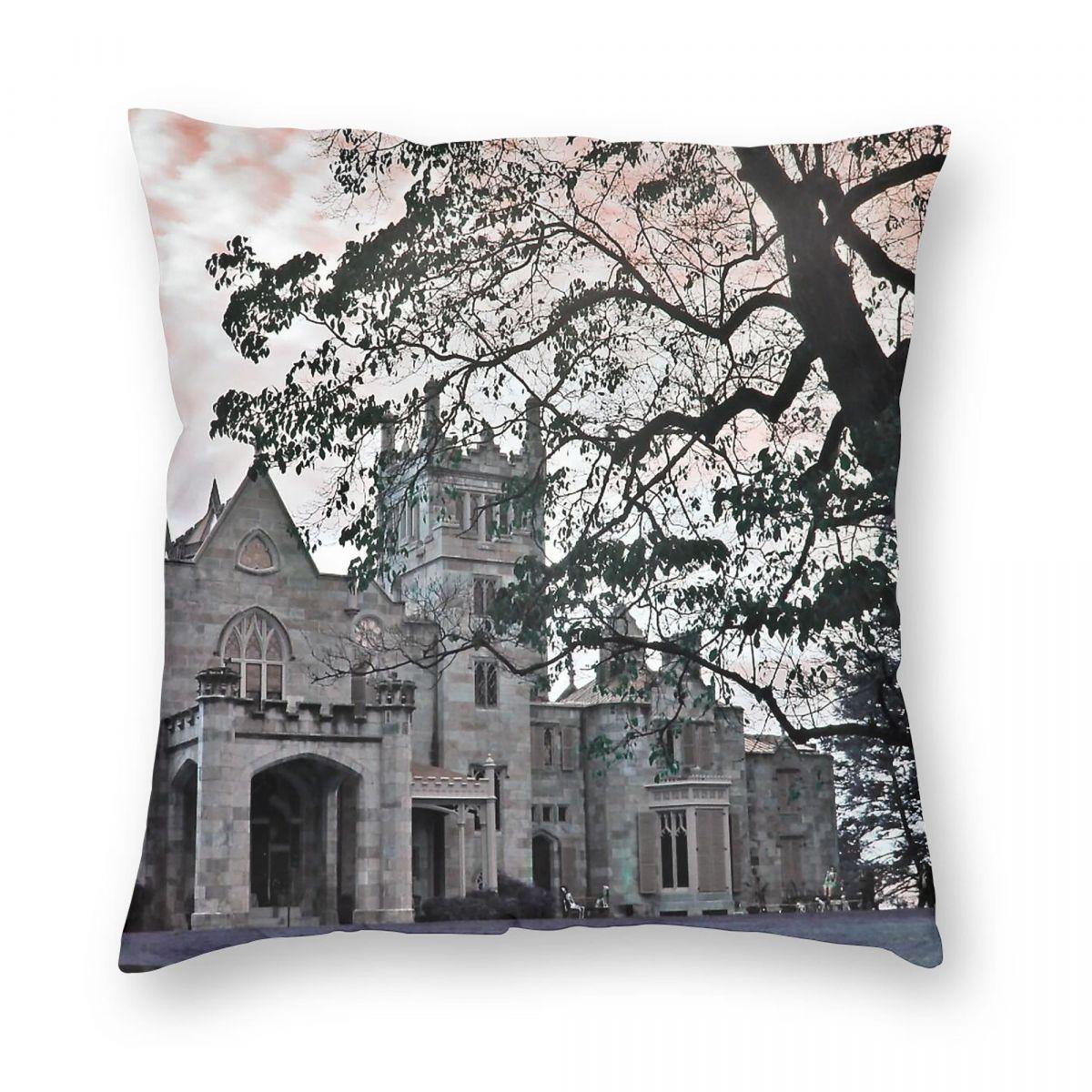 Collinwood Dark Shadows Lyndhurst Castle Pillowcase Polyester Linen Velvet Creative Zip Pillow Case Bed Cushion Cover 45X45 Peach skin 18*18(CM)-1Pcs