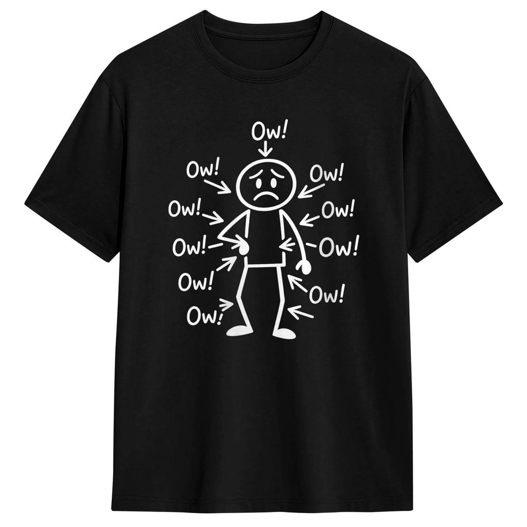Unisex Unisex T Shirt Ow Ow Ow Funny Chronic Pain Awareness Comedy Stick Character TShirts Harajuku Summer Tees Cotton Clothing