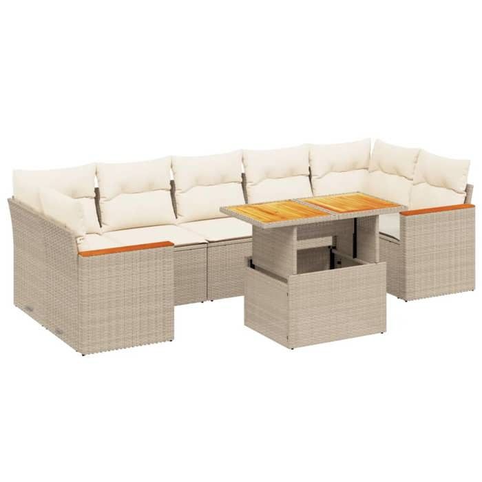 VidaXL Garden Lounge Set with Cushions 8 Pcs, Patio Sofas, Patio Furniture Set, Outdoor Furniture, Beige 3272990
