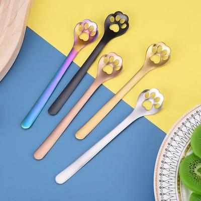 Creative Cartoon Cat Claw Coffee Stirring Spoons Hollow Dog Paw Spoon Kitchen Tableware Ice Cream Dessert Tea Accessories