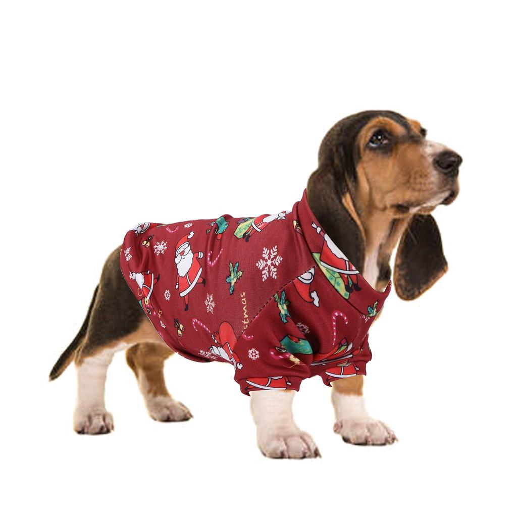 Pet Sweater Red Santa Lovely Cartoon Printing Warm Dog Christmas Clothes for Small Pet Christmas Costume