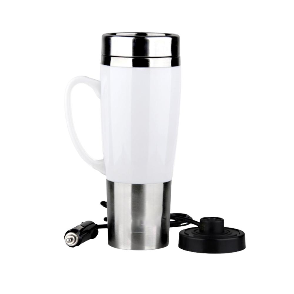 12V Car Electric Kettle Car Heating Cup Portable Stainless Steel Water Warmer Bottle Thermos cup Car Kettle белый