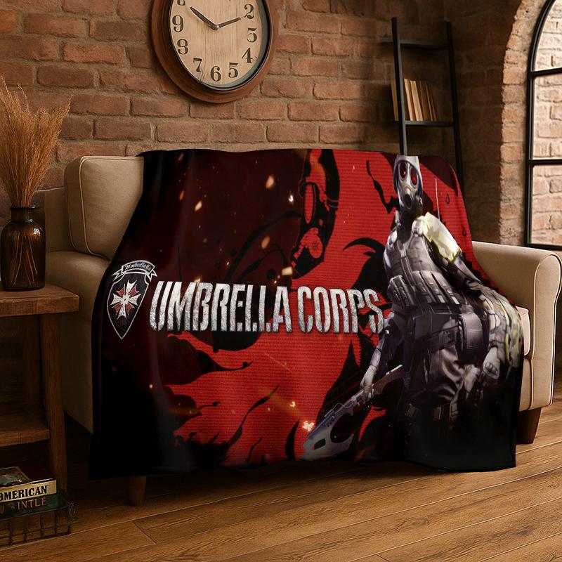 3D R-Resident Evil Leon Game Cartoon Flannel Blanket Soft Warm Throw Blanket for Bedroom Living Room Bed Travel Camping Picnic 75x90cm