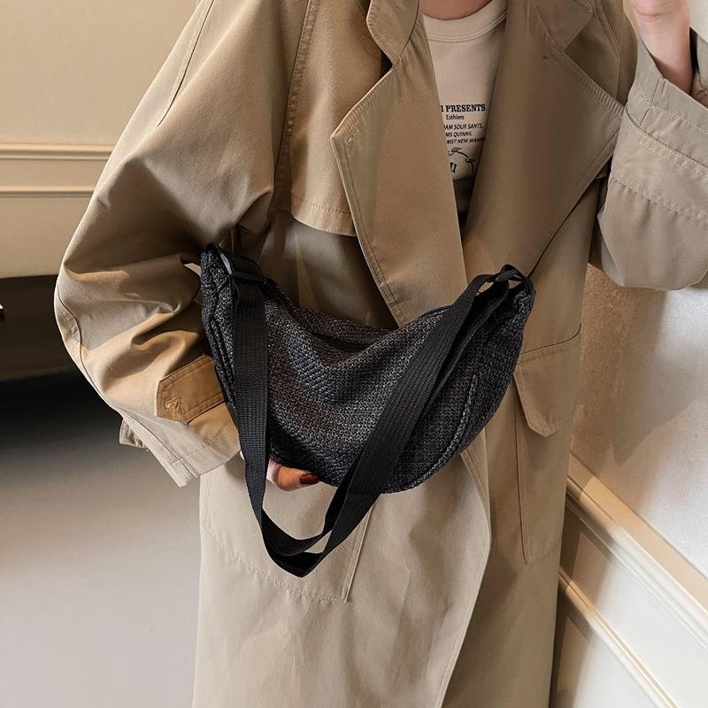 Large capacity casual simple dumpling bag women's new fashion popular shoulder bag solid color versatile messenger cloth bag