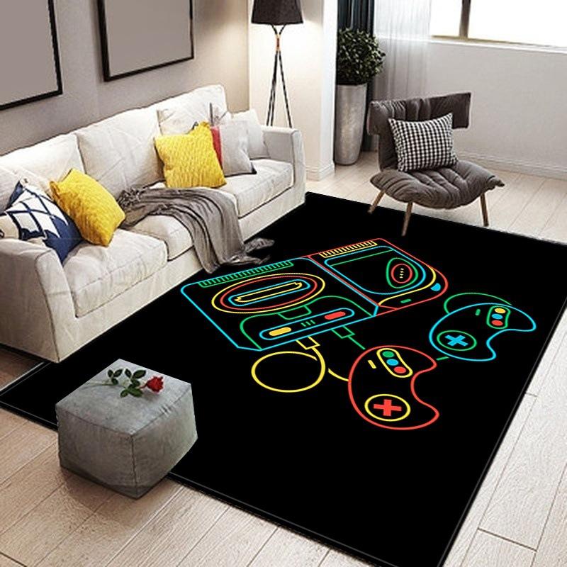 Tappeto Rotondo Gaming 3D 120cm – Giocatore Play Game, Per Sedia Computer, Camera Da Letto, Zerbino, Antiscivolo