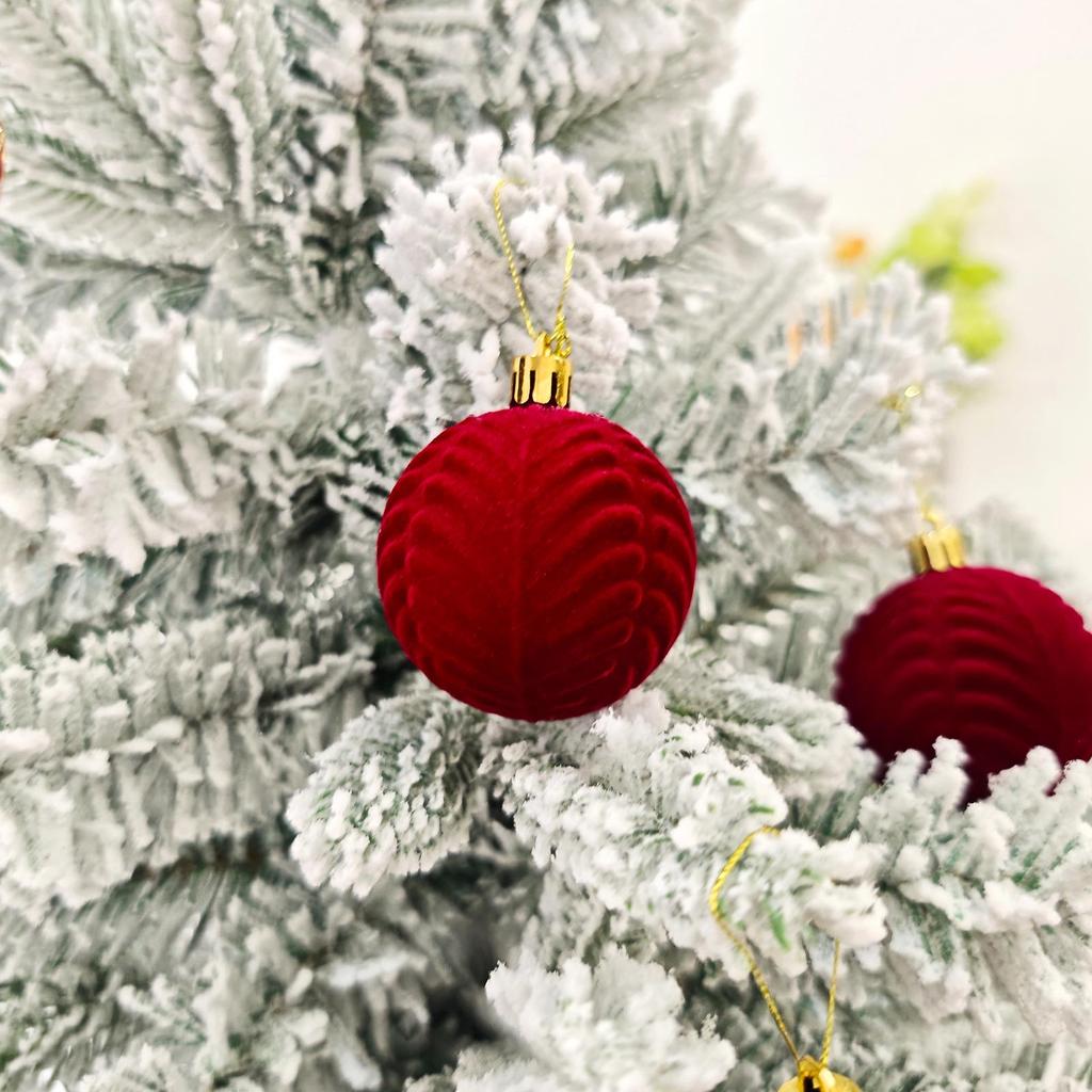 30-Piece 6cm Velvet Flocked Christmas Tree Ornament Set