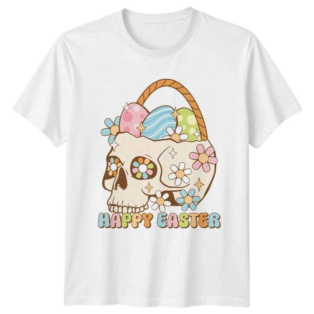 Happy Easter Unisexs TShirt Retro Skull Groovy Easter Gift For Her S