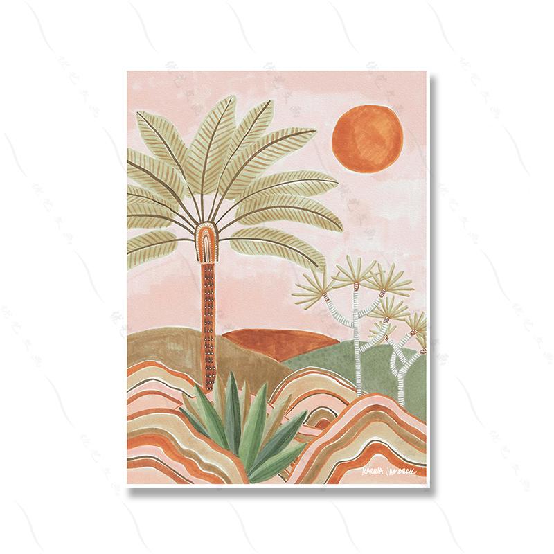 Sun Drenched Bangalow Palm Minimalist Elegant Art Canvas Painting Dusk Pastel Countryside Plains Poster Print Room Home Decor