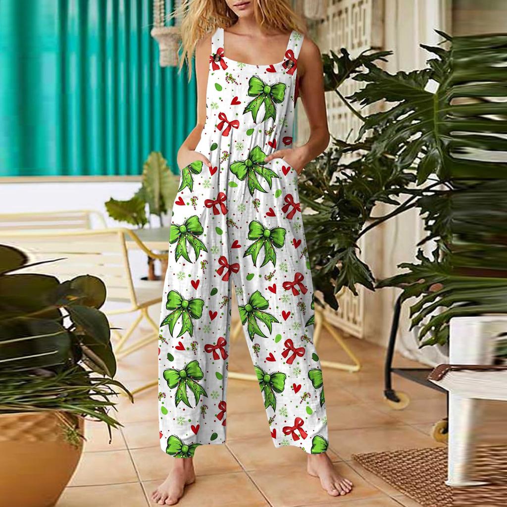 Salopette décontractée pour femmes, combinaisons à bretelles réglables, sans manches, barboteuse d'été mignonne et confortable avec poche