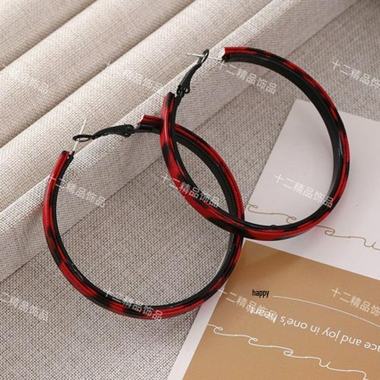 High-Class Retro Leopard Print Round Leather Hoop Earrings
