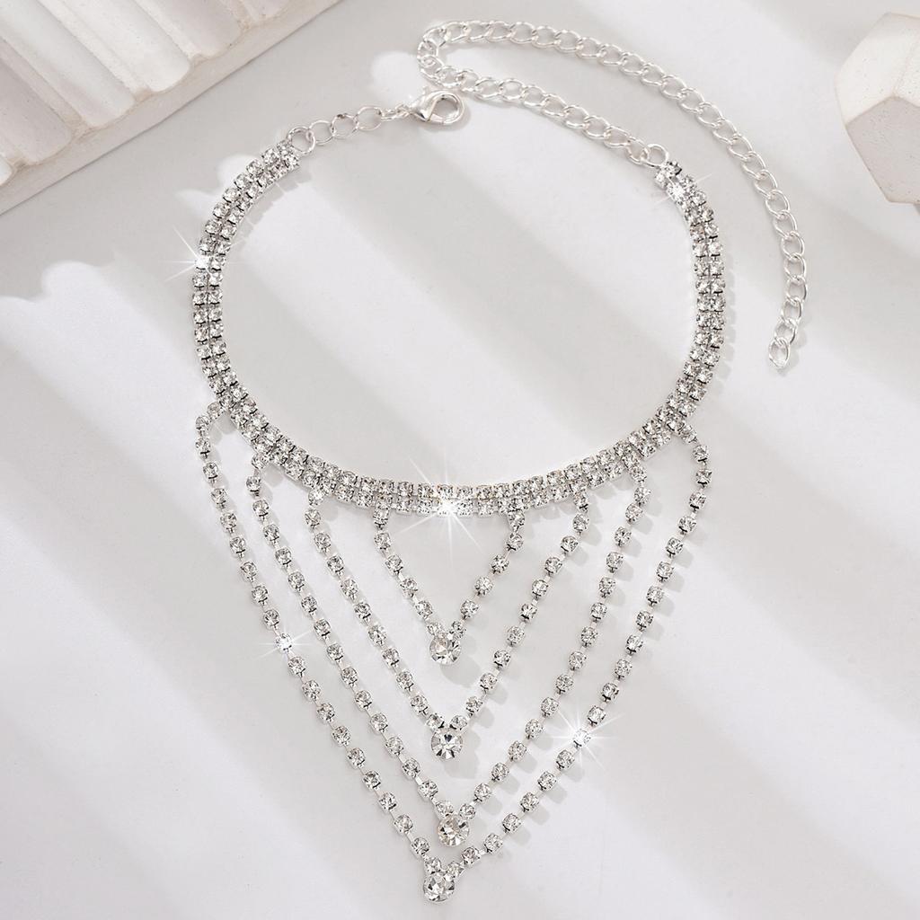 Rhinestone Feet Multi-Layer Fringed Beach Vacation Fashion Simple Anklet Anklet Anklet