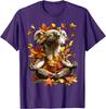 Meditating Koala Autumn Leaves Graphic Tee Men Women Casual Soft Cotton T-Shirt