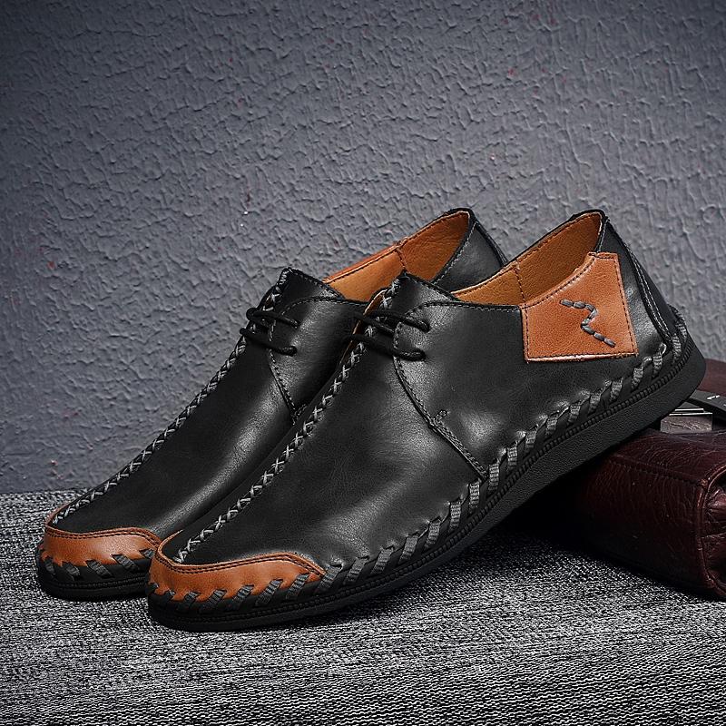 Fashion Fashionable High-quality Hand Sewn Leather Oxford Shoes Non Slip Soles Business Office Casual Shoes Mens Commuting Driving Shoes