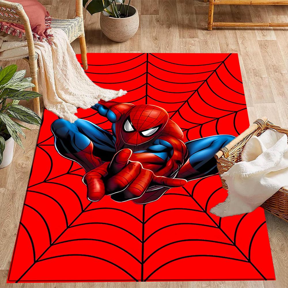 Spider-Man Red Background Non-Slip Rug - Polyester, Home Decor, Suitable for Bedrooms, Living Rooms, Entryways, and Studios