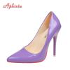 Móda Aphixta Nové 4,72palcové super vysoké jehlové podpatky lakovaná kůže dámské lodičky barevné oficiální boty se špičatou špičkou plus velká velikost 49 50