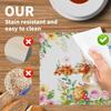 Easter Bunny Placemats Set of 4 18x12 Inch Easter Eggs Rabbit and Floral Linen Place Mats Wipeable Spring Flowers Table Mat