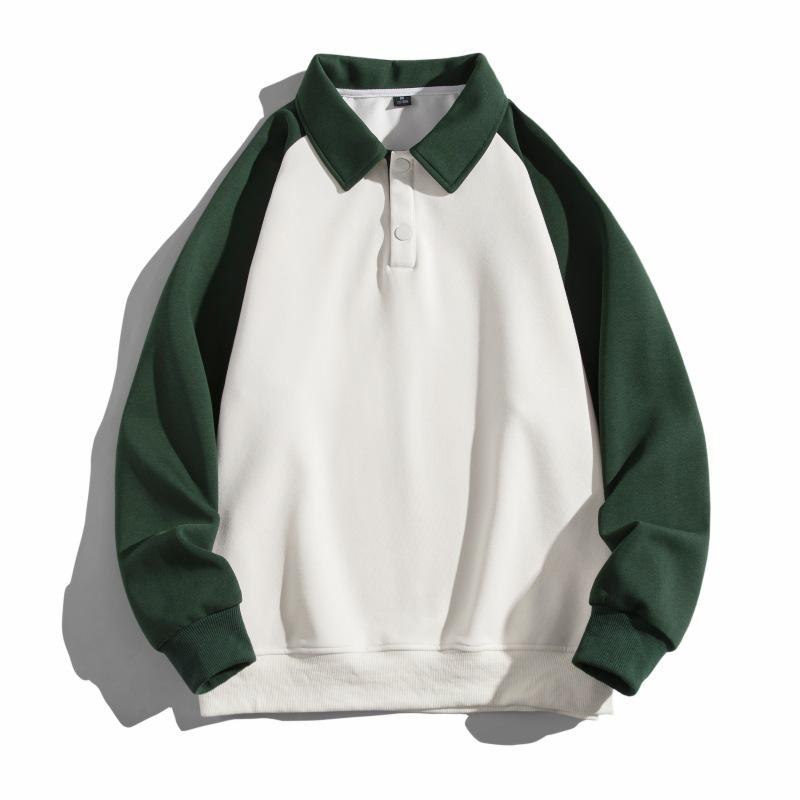 Модная осенняя новинка, рубашка поло с длинными рукавами, верхняя куртка, однотонный универсальный свитшот с отворотом снизу, трендовый M