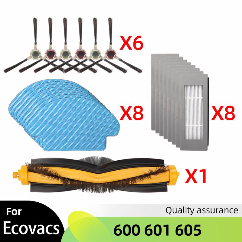 For Ecovacs Debot OZMO 600 601 605 Spare Parts Main Roll Side Spin Brush Cover Wheel Hepa Filter Mop Cloth Dust Box Kit